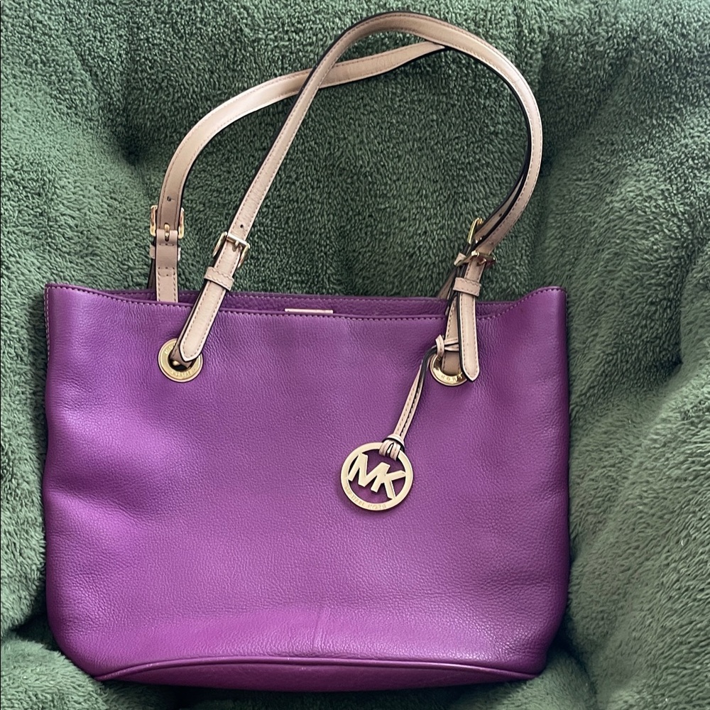 Michael Kors Purple Shoulder Bag with Gold Accents